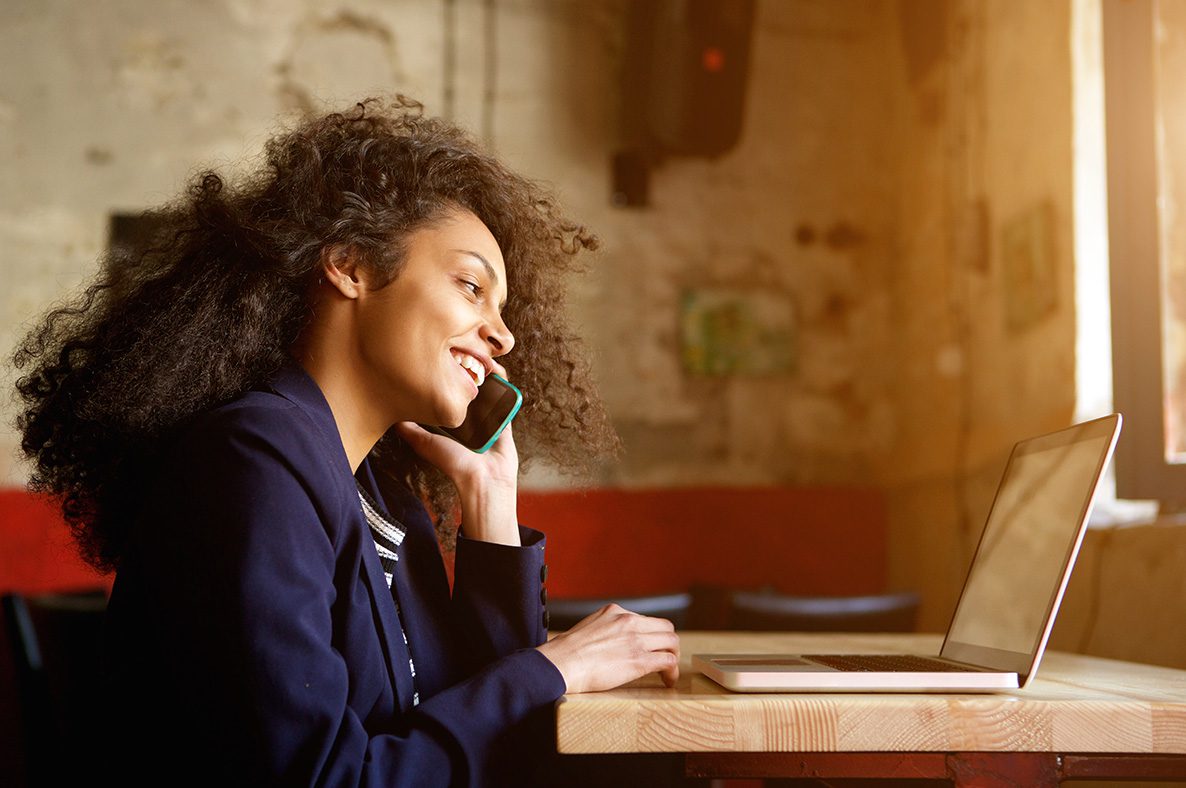 Image of a woman on the phone